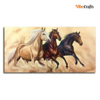 Homcraft Canvas Paintings for Living Room Drawing Room Three Horses Running Wall Painting Fitted With Wooden Frame for Home | Office | Gift (PTVCH_2334)