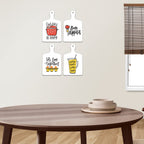 Artvibes Cook Eat And Be Happy Wall Decoration Items for Kitchen | Cafe | Restaurant | Quotes Decor Item | Printed Wall Decoration | Kitchen Quotes Decor Item | Wall Poster (WH_5603NN), Set of 4