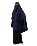 ICW Women Stretchable Jersey Smoking Sleeve Jilbab Cum Prayer khimar Hijab (Free Size) (Blue)