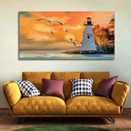 VIBECRAFTS Canvas Paintings for Living Room Drawing Room Light House Canvas Wall Painting Fitted With Wooden Frame For Home | Office | Living Room | Gifts (PTVCH_2566)