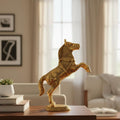 KridayKraft Golden Oxidized Jumping Horse Statue Showpiece for Vastu, Wealth & Decorative for Home,Office,Living Room Gift for Friends,Wedding,Relatives, 15 cm , 8 cm