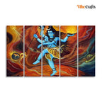VIBECRAFTS Abstract Art Shiva Five Pieces Canvas Wall Painting For Home|Office|Living Room|Gift (PTVC5Pcs4_8647)