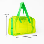 THE BLING GLOBAL Transparent PVC Duffle Bag For Kids,Jelly Shoulder Bag, Stylish Clear Handbag with Double Handles,for Rakhi Gift, Kids Bag for Rakhi Celebration. (Neon Green)