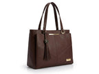 PAVILONN Women Tote Bag Ladies Handbag Shoulder Office Shopping Work Laptop PU Leather Brown Travel College Daily Use Designer Large Stylish Fashion Zipper Commuter Gift (BROWN 2)