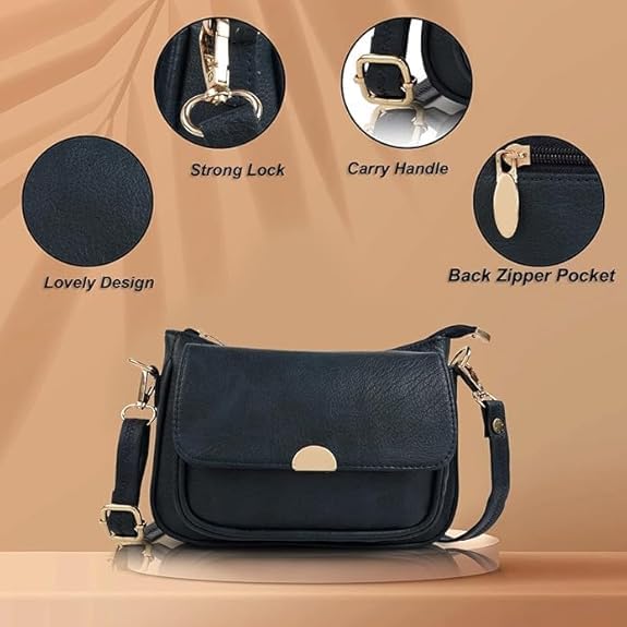 LANCER Hobo Crossbody Shoulder Bag for Women & Girls – Stylish Tote Sling Handbag with Adjustable Strap | Ladies Purse, Travel Casual Office Bag (Navy Blue)