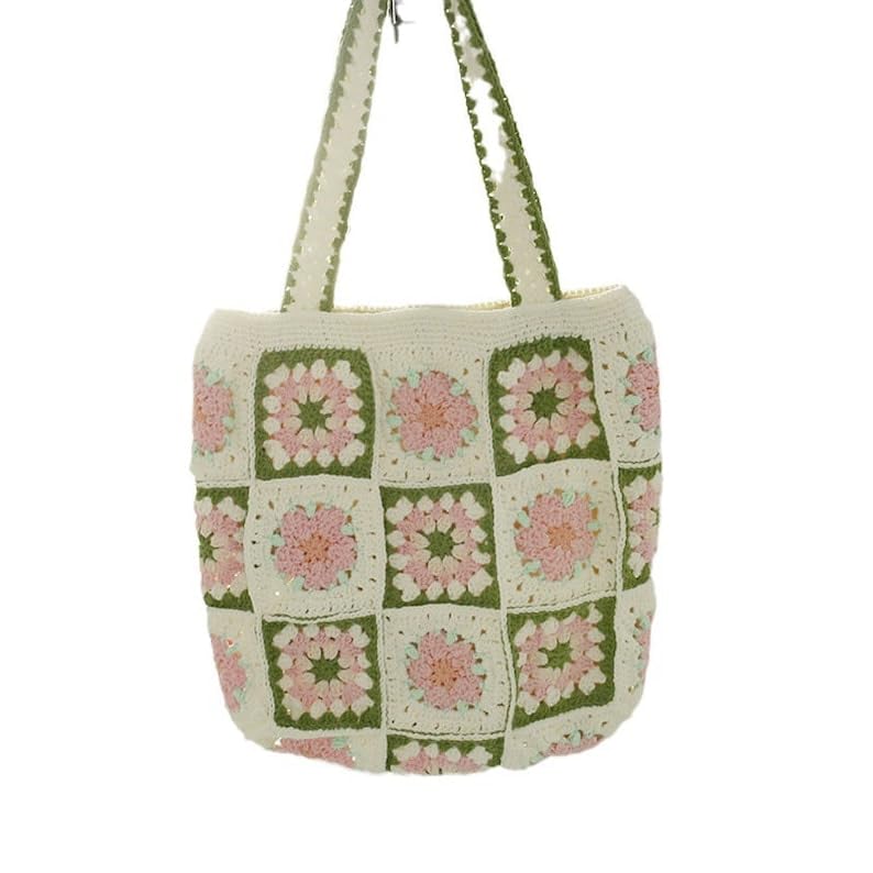 ZZARA Crochet Tote Bag Modern Handbag Cotton Handmade bag Shoulder bag Reusable Bag Market Bag Crochet beach bag Beautiful Pack of 1
