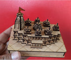 Prem Mandir Wooden Model, 3D Temple Replica with Intricate Architecture and Flag (Pack of 1)