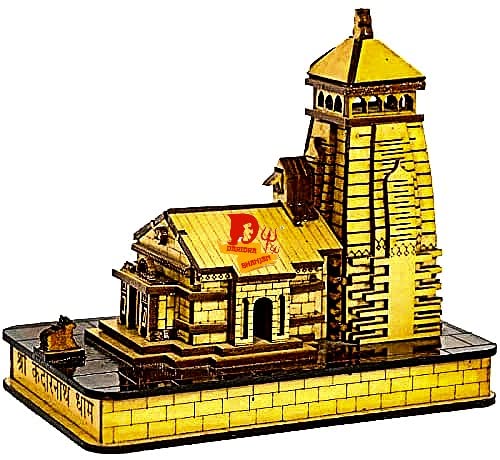 DARIDRA BHANJAN Kedarnath Temple in Wood 3D Big Size (Brown, 15 cm x 10 x 16 cm Best Wooden Quality)