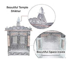 Suhanika Crafters Wooden Pooja Mandir for Home Large Sagwan Wood Temple with Copper and Aluminum Accents Handcrafted Dev Ghar Mantapa for Home Office Prayer Room Traditional Decor Gift