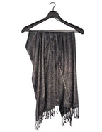 Chandwasia Crinkle Textured Fashion Scarf Shawl Wrap | For Travel Party Neck Styling And Daily Outings| Soft Lightweight Fabric Fringed Wrinkled Texture Long Stole Accessory For Women - Charcoal Black