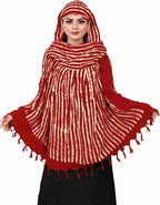 Vinsh Enterprise Cotton Long Scarf Cum Mask Scarves Usable for Vehicle Driver | White Printed Design | Universal Size | For Girl & Women | Soft & Breathable Sun Protection (Lininig - Red)