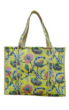 HOUSE OF GULAB Tote Bag with Long Handler & Inside Pocket (Yellow)