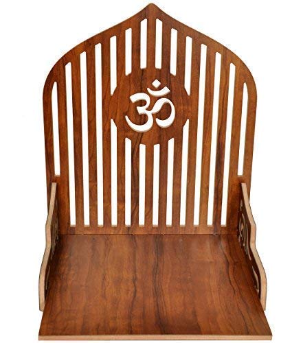 MELANA Wooden Wall Mount Temple for Home Shop Office | Art and Craft Wooden Temple | Home Temple | Puja Mandir |Wall Hanging and Table Top Home Mandir Temple (Brown Color)