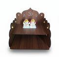 Bindian Wall Hanging Wooden Pooja Mandir for Home & Office | Two Shelf Temple with Auspicious 'Om' Engraving and Decorative Brass Bells | Medium Size Dark Brown Finish Mandap for Diwali and Gifting
