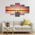 VIBECRAFTS Premium Beautiful Sunset Horizon Canvas wall Painting of Five Pieces For Home|Office|Living Room|Gift (PTVC5Pcs1_5543)