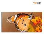 VIBECRAFTS Canvas Paintings for Living Room Drawing Room Beautiful Butterfly On Flower Premium Canvas Wall Painting Fitted With Wooden Frame for Home | Office | Gift (PTVCH_2326)