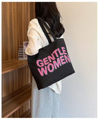 THE SACK CO. Large Canvas Tote Bag for Women, Tote Handbags for Women with Zipper for College, Shopping, Office College Office (Black bag gntl women pink & grey)