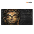 VIBECRAFTS Gautam Buddha, Stylized Bodhi tree with OM Premium Canvas Wall Painting With Frame for Living Room Drawing Room Home|Office|Gift (PTVCH_2214)