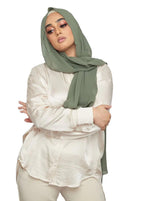 ICW GIRLS GEORGETTE SOLID PLAIN SCARF STOLES SHAWL HIJAB FOR WOMEN 85 X 180 CM (Olive Green), Female