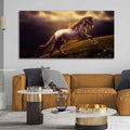 VIBECRAFTS Canvas Paintings for Living Room Drawing Room White Horse With Golden Hair Premium Canvas Panoramic Wall Painting Fitted With Wooden Frame for Home | Office | Gift (PTVCH_2336)