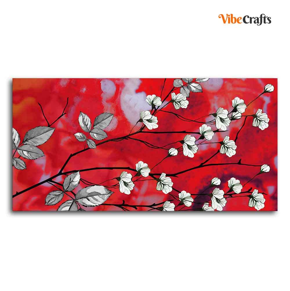 VIBECRAFTS Canvas Paintings for Living Room Drawing Room White Flower Canvas Wall Painting Fitted With Wooden Frame for Home | Office | Gift (PTVCH_2401)