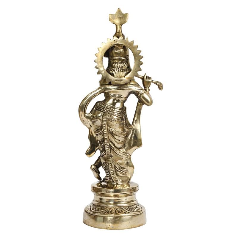 SVARUP Brass Krishna Murti in Gold Color Height 16 Inch