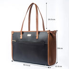 Strokes by Namrata Mehta Box Tote Bag for Women | Fits 16 Laptop | Large Tote Bag For Office Use and Work | Vegan Leather (Charcoal Caramel)
