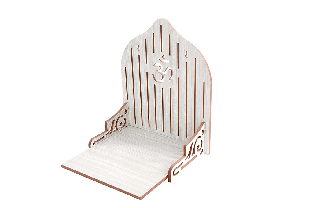 nexat Wooden Wall Mount Temple for Home Shop Office | Art and Craft Wooden Temple | Home Temple | Puja Mandir |Wall Hanging and Table Top Home Mandir Temple (Brown Color) (White)