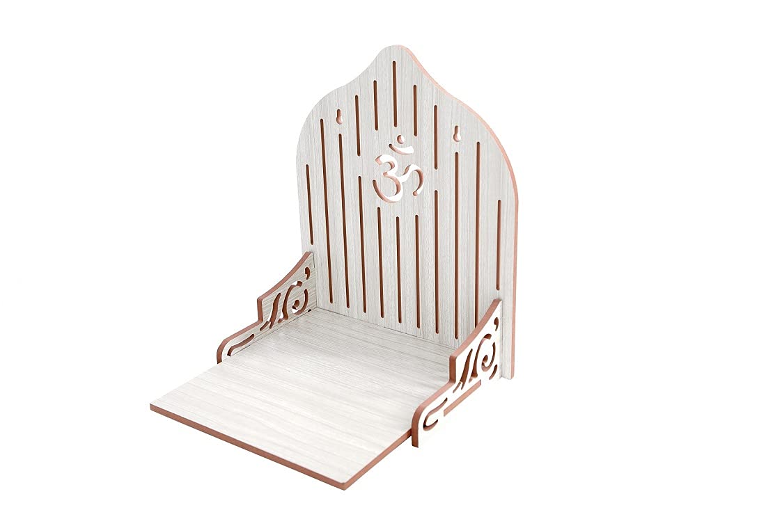 nexat Wooden Wall Mount Temple for Home Shop Office | Art and Craft Wooden Temple | Home Temple | Puja Mandir |Wall Hanging and Table Top Home Mandir Temple (Brown Color) (White)