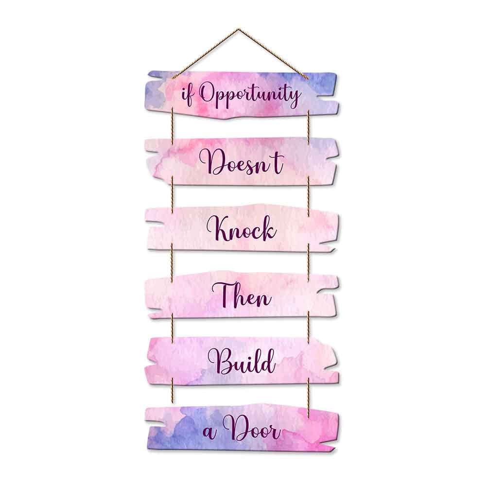 Artvibes If Opportunity Doesn't Knock MDF Wood Wall Hanger Ornaments | Quotes Decor Item | Motivational Wall Decor | Wall Poster | Graphic Art | Gift Items | Office Wall Decoration Items (WH_3228NN)