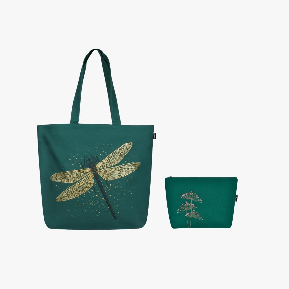 Eco Right Large Canvas Tote Bag for Women with Cosmetic Pouch, Zipper Handbags for Women Inner Pocket for Shopping, Office & Daily Use(Tote & Cosmetic Pouch)