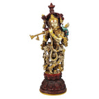 SVARUP Brass Krishna Murti in Antique Gold Color Height 21 Inch
