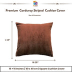 RD TREND® Cushion Cover Set of 5, Decorative Sofa Living Room Home Square Cushion Covers 16 Inch x 16 Inch, Aesthetic Corduroy Striped Double Sided (Coffee,Pack of 5)