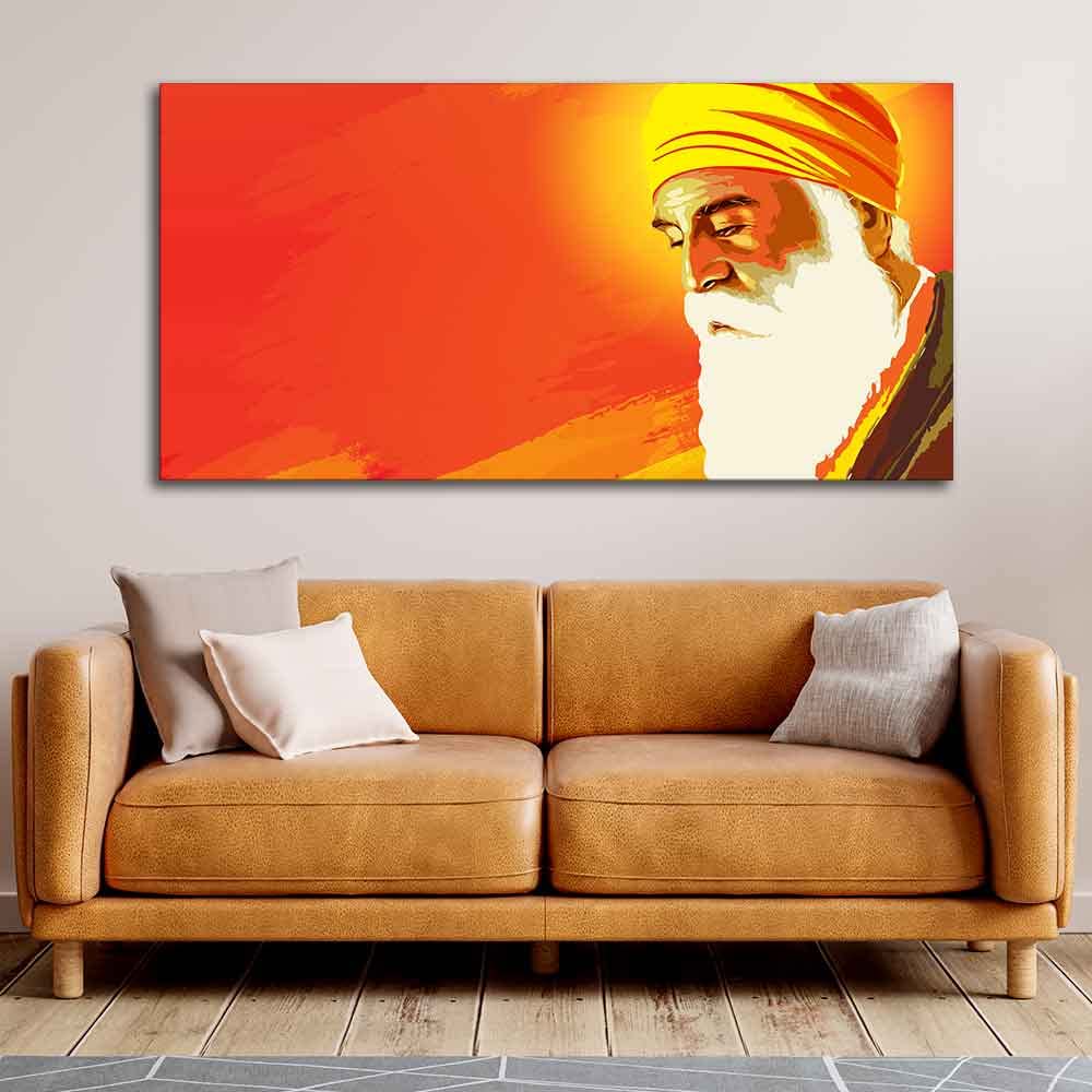 VIBECRAFTS Canvas Paintings for Living Room Drawing Room Shri Guru Nanak Dev Canvas Wall Painting Fitted With Wooden Frame For Home | Office | Living Room | Gifts (PTVCH_2510)