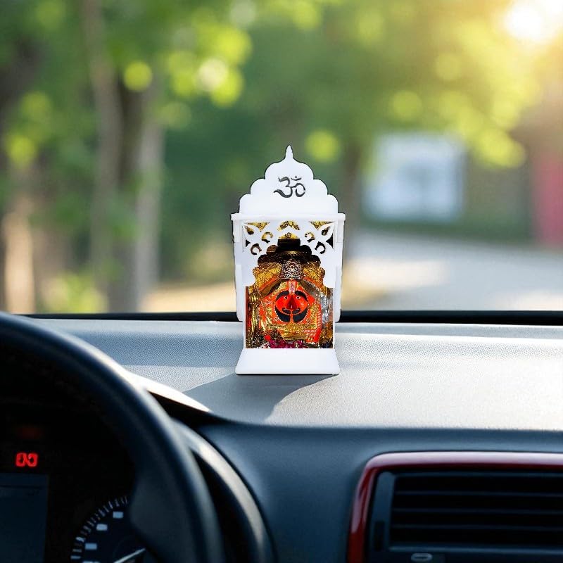 NIYA KRAFTS-DECORATE YOUR HOME Salasar Balaji Temple Car Dashboard 10 Cm, Perfect for Car Dashboad
