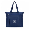 Bag-Age HB53 Large Tote Bag for Girls & Women | Water-Resistant Nylon Handbag with Multiple Compartments, Laptop Work Bag for Office, Travel, Shopping & Daily Use (Navy Blue)
