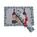 PRAKARTIK BY INDUARTS Grape Wine Design Eco-Friendly Cotton Dining Rectangular Table mats - Reusable, Machine Washable, Everyday Use Brown & Green Placemats, Set of 4 (33x47 cm) Kafalo