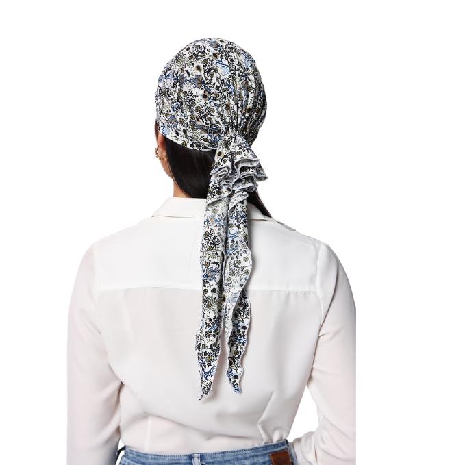 The Headscarves Women’s Cotton Printed Pre-Tied Headscarf for Chemo Hair Loss – Stylish Chemo Headwear, Soft Cotton Hijab Wrap, Bamboo Turban Scarf, Breathable Cancer Head Cover Free Size