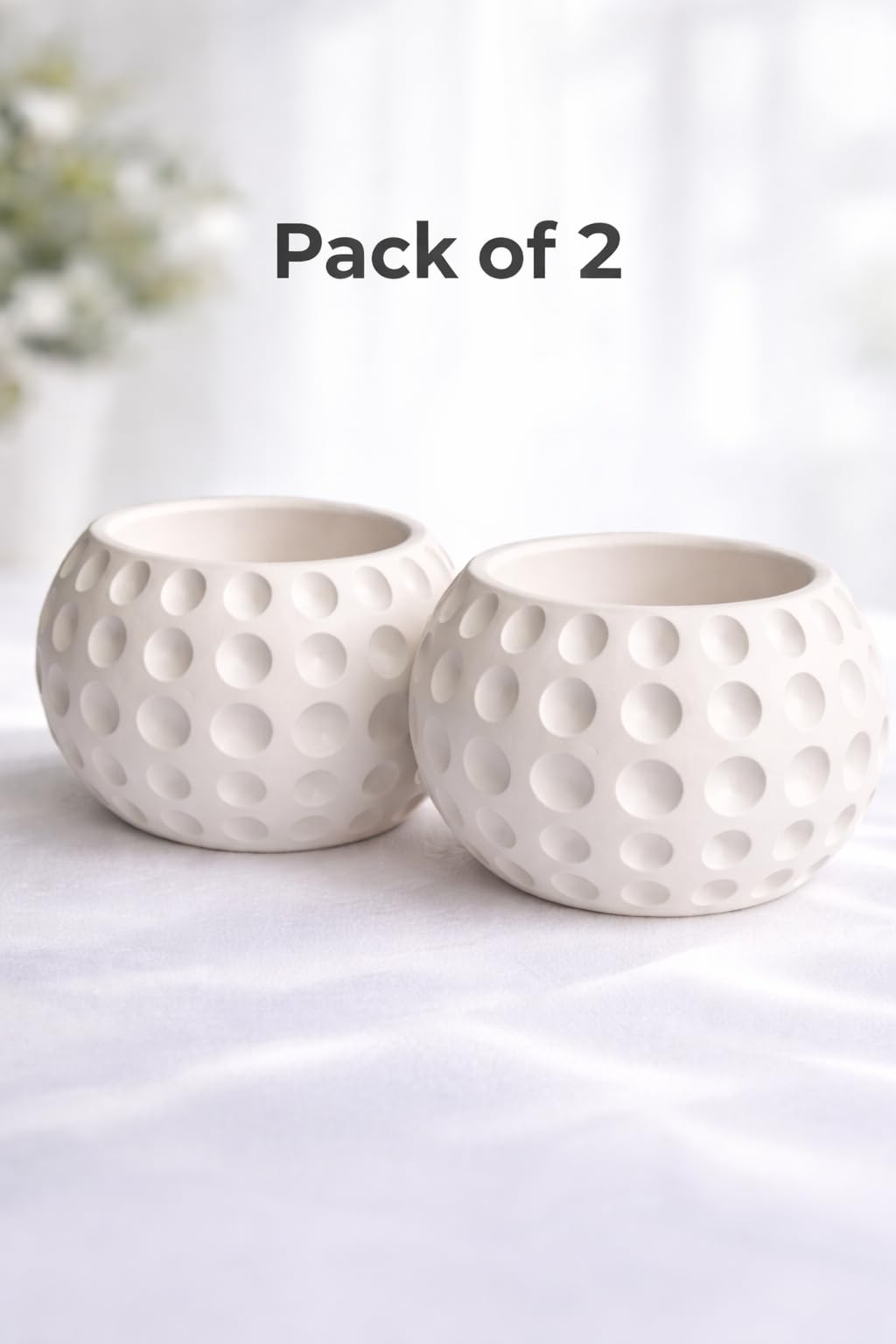 CARTZEYE T-Light Candle Holder | Decorative Tea Light Candle Stand for Home Decor, Living Room, Bedroom & Table Decoration | Modern Round Dot Design Candle Holder (2, White)