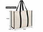ALPHANITE Cotton Canvas Tote Bag for Women Large Reusable Grocery Bag, Vegetable Shopping Bag Foldable Office Tote Bag Women, College Bag for Girls & Beach Tote Style Bag (1, BEIGE, EXTRA-LARGE)