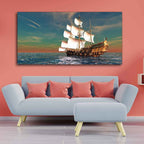 VIBECRAFTS Sailing Ship On the Ocean Canvas Wall Painting With Frame for Living Room Drawing Room Bedroom Home|Office|Gift (PTVCH_2203NN)