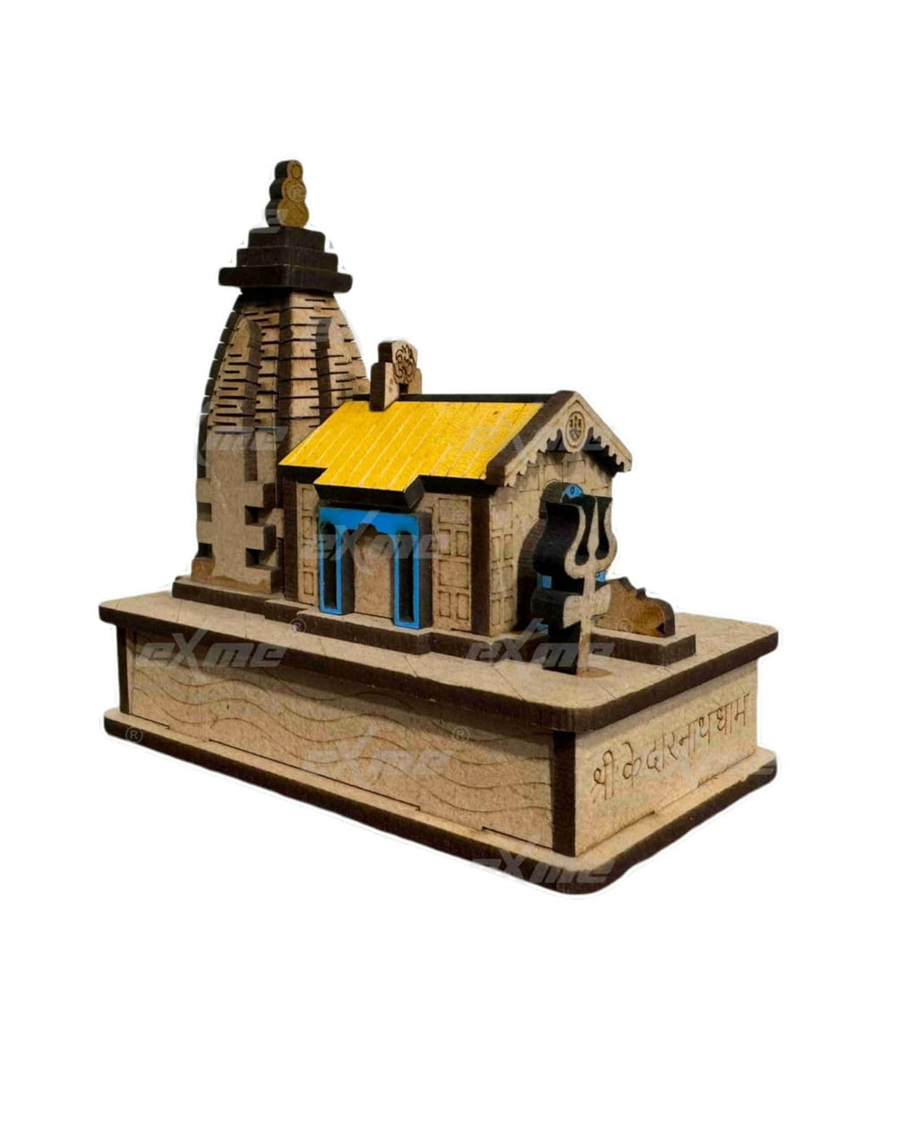 eXme Handcrafted Miniature Wooden Temple Statue – Decorative Mandir Idol for Home, Office, Car Dashboard & Gifting | Ideal for Pooja, Birthday & Housewarming Decor (Kedarnath)