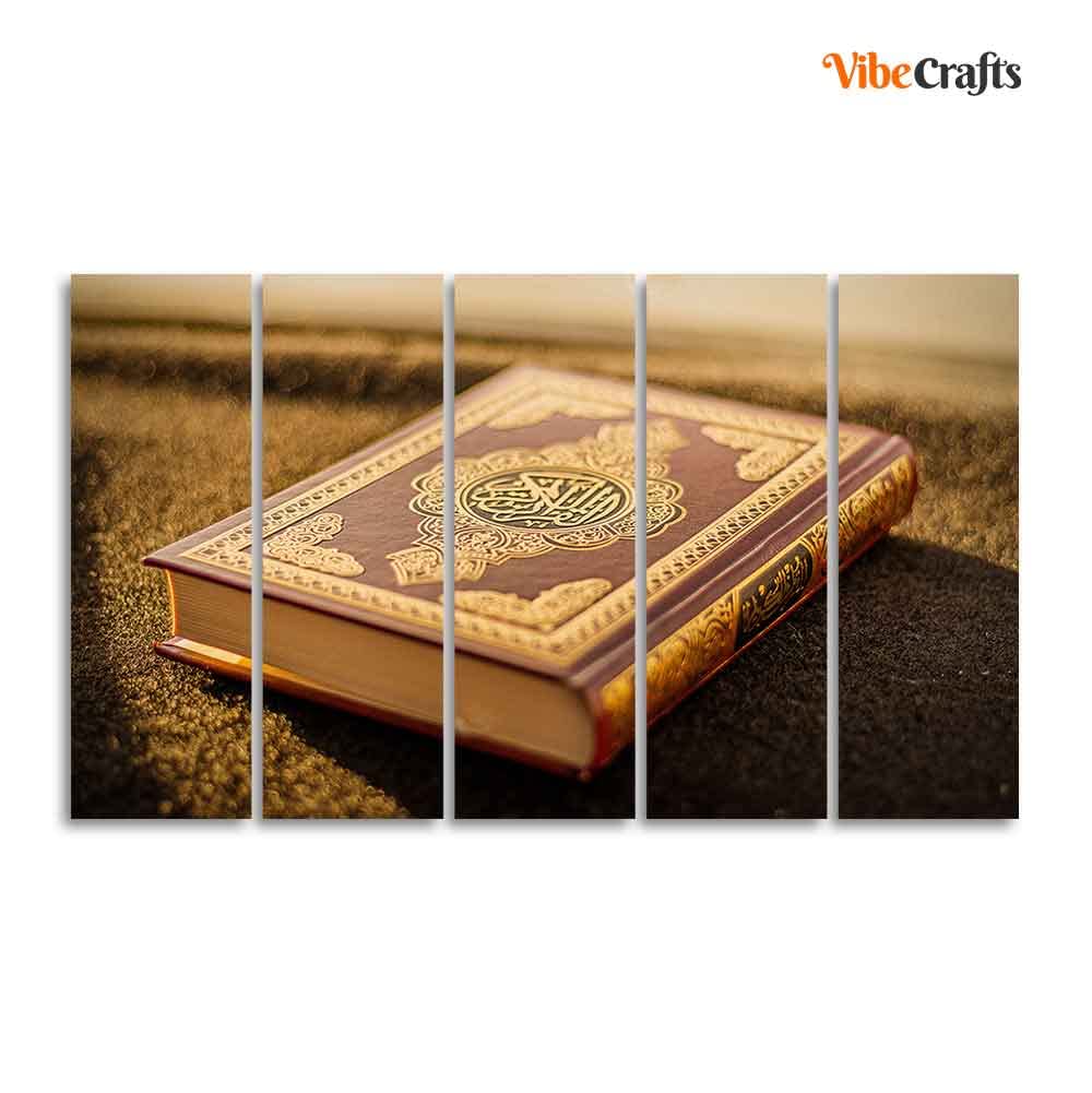 VIBECRAFTS Holy Quran Canvas Muslim Wall Painting Set of Five For Home|Office|Living Room|Gift (PTVC5Pcs4_8569)