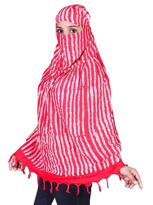Vinsh Enterprise Cotton Long Scarf Cum Mask Scarves Usable for Vehicle Driver | White Printed Design | Universal Size | For Girl & Women | Soft & Breathable Sun Protection (Lining - Pink)