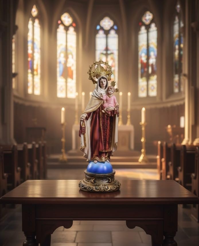 Our Lady of Mount Carmel Statue,Size:12x12x32cm,Polyresin Decoration Gift 12 Inch Base Home Furnishing Christian Home Decor - Traditional Catholic Christian,RS51064A