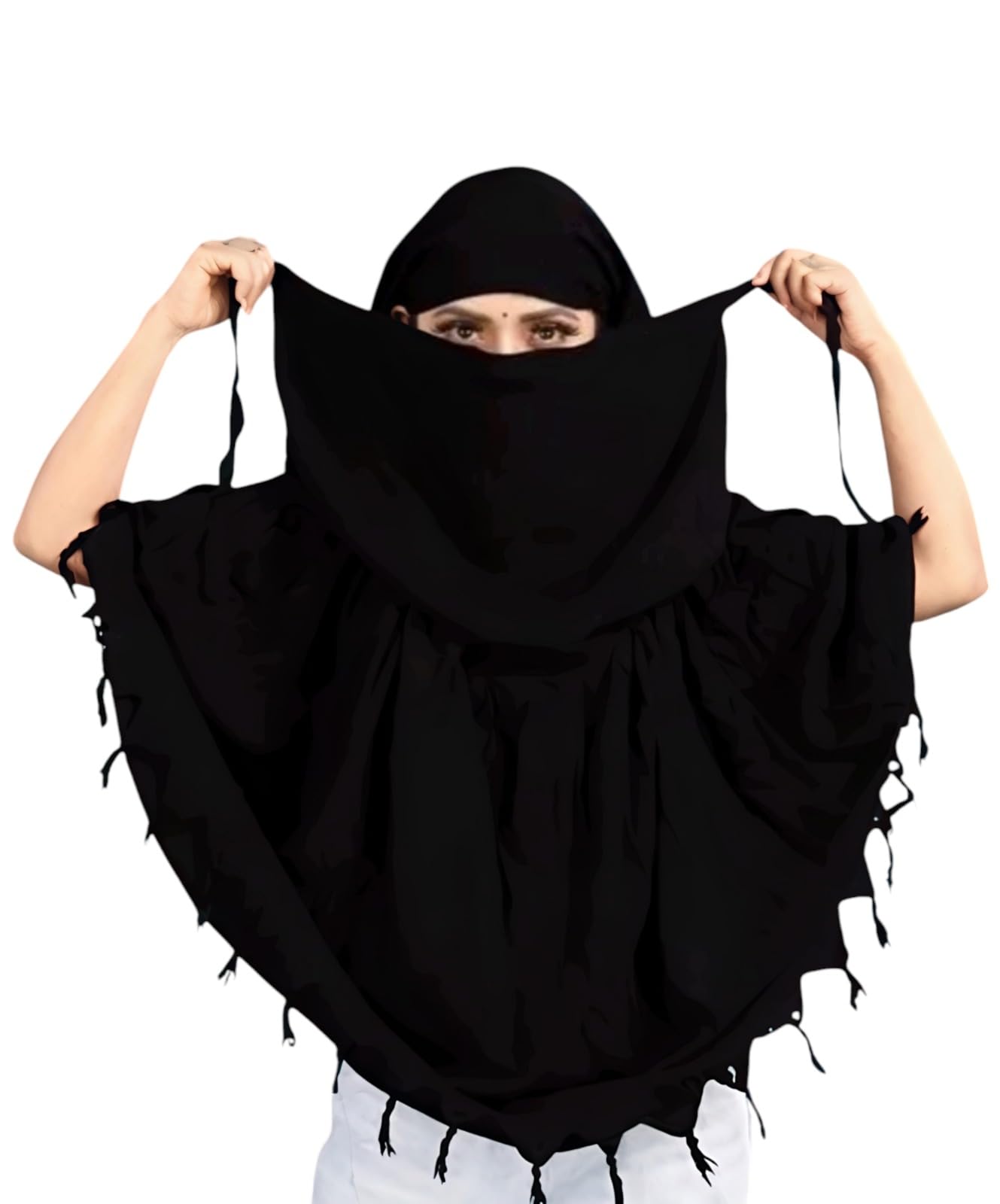 Krevaa Pure Cotton Soft & Breathable Sun Protection Scarf For Women Plain Scaff| Universal Size | For Girl & Women (black)