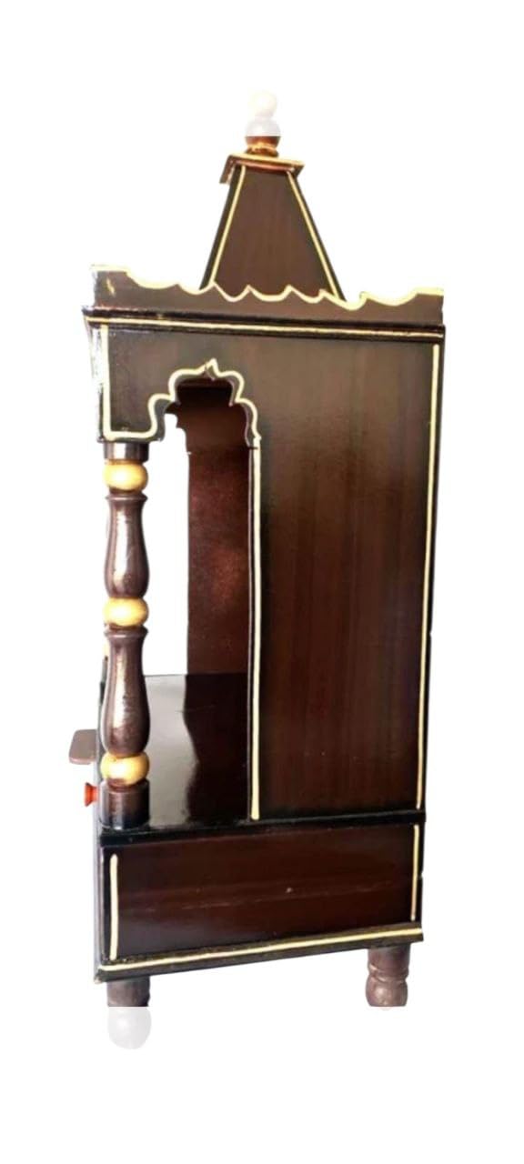 New Traditional Brown Wooden Handcrafted Temple, for Home & Office