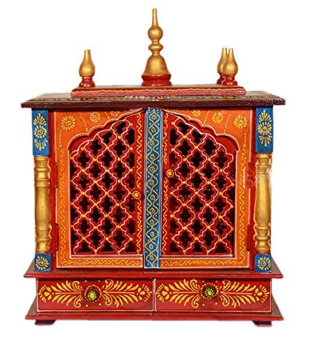 Kamdhenu Art and Craft Wood Home Temple (Blue_9 Inch X 18 Inch X 22 Inch)