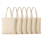 VARU 100% Cotton Tote Bags, Reusable Tote Bags For Women, Canvas Tote Bag for Women, Plain Tote Bag for painting, Reusable Multi-Purpose Cotton Bags for School/Gym/Shopping (pack of 6)