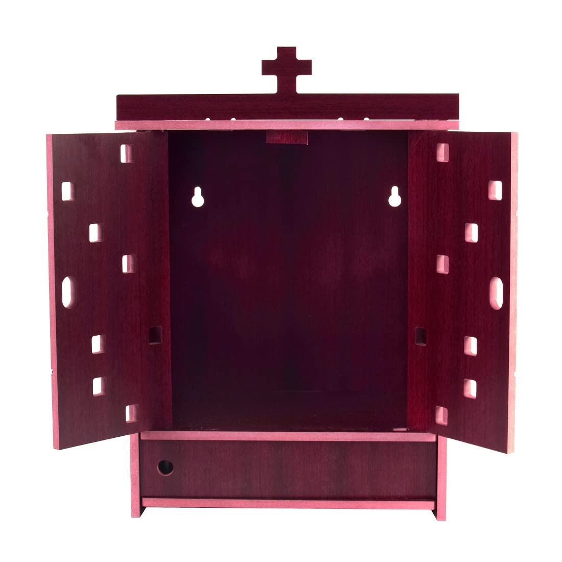 nexat MDF Wooden Mandir with Doors | Compact Pooja Temple for Home | Office Temple & Housewarming Gift (452)
